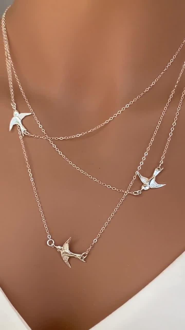 Diamond Flying Bird Necklace - Elisa Solomon Jewelry