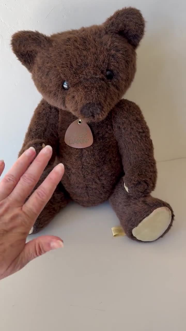 Vintage Dakin Jointed Teddy Bear: 1983 Elegante Plush, Made in USA