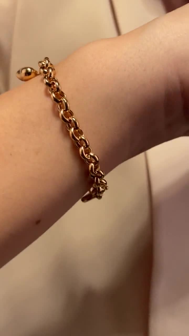 14K Gold Rolo Chain Bracelet, 3mm 4mm 5mm Gold Link Belcher Chain