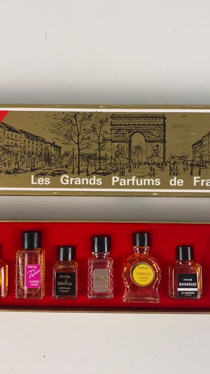 Vintage Perfume Miniatures set of 10: Les Grands Parfums de France,  Charrier Perfumes Vallauris France, mini bottles from the 1980s