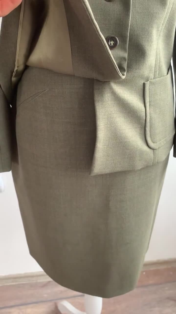 Vintage 90s Women's Suit Set Size S M, Olive Green 2 Piece
