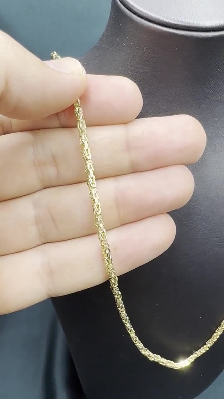 14k Real Gold Byzantine Chain Necklace 2mm Yellow Gold 14k Real Gold Byzantine Chain Necklace 2mm Yellow Gold