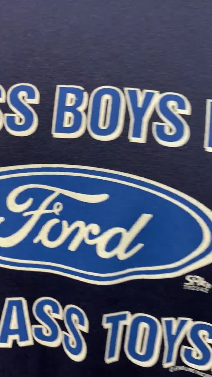 90's Ford, Bad-ass boys drive bad-ass toys blue soft sweatshirt size  x-large made in Canada.