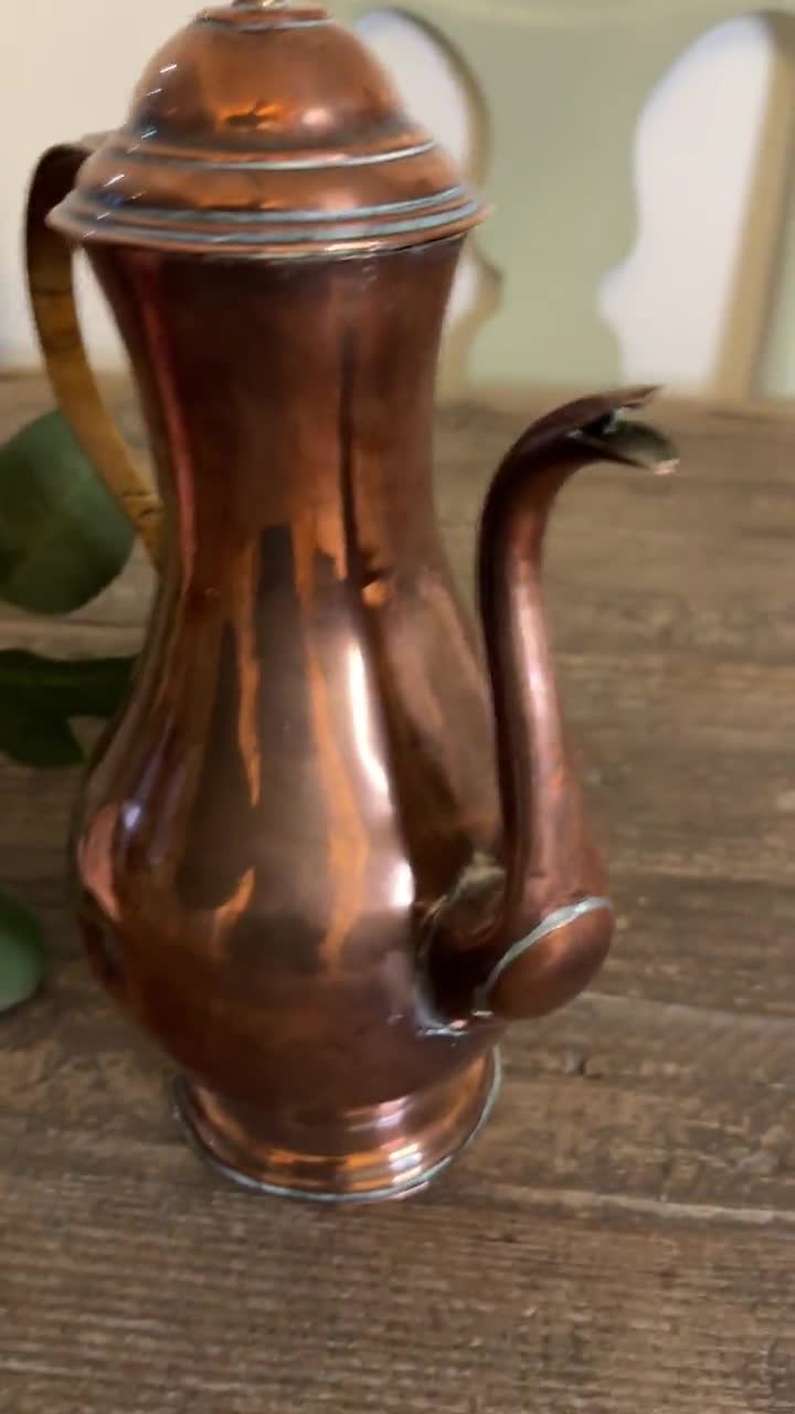 Early Antique Copper Neapolitan Style Coffee Pot