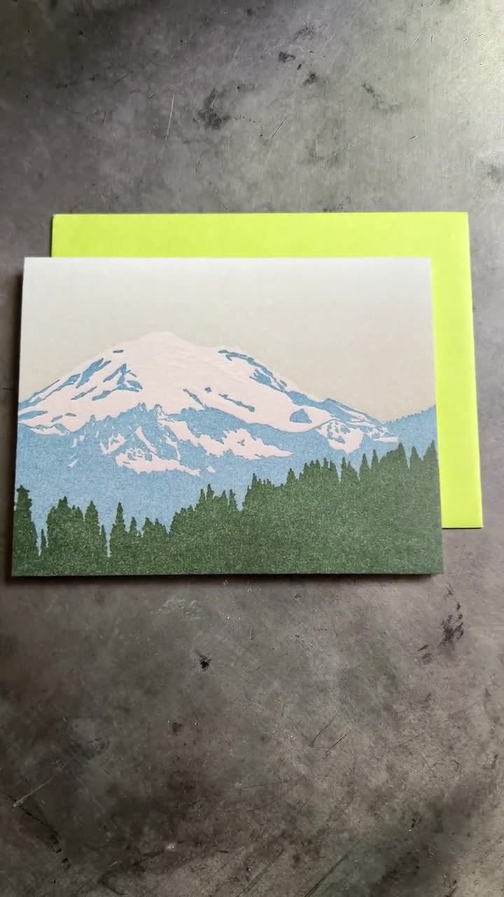 レーニア山、夏、グリーティングカード、シングルカード - Etsy 日本