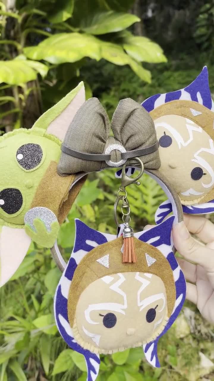 Mickey Ears Ahsoka Tano Grogu The Child inspired Mouse Ears Headband & 2 Keychain for Backpack | 4 piece set video poster