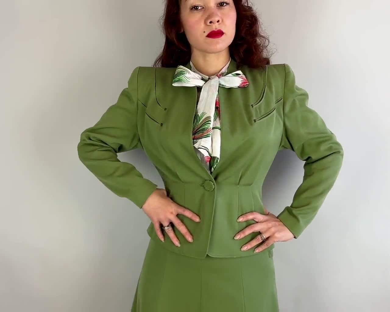 40s vintage GREEN WOOL GABA JACKET ギャバジン Vintage 40s 50s