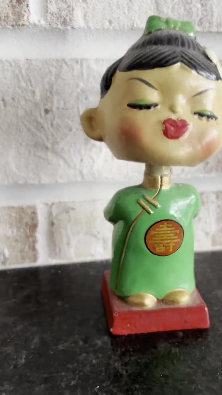 Midcentury Japan Ceramic Bobblehead Vintage Japanese Nodder Doll Midcentury Japan Ceramic Bobblehead Vintage Japanese Nodder Doll