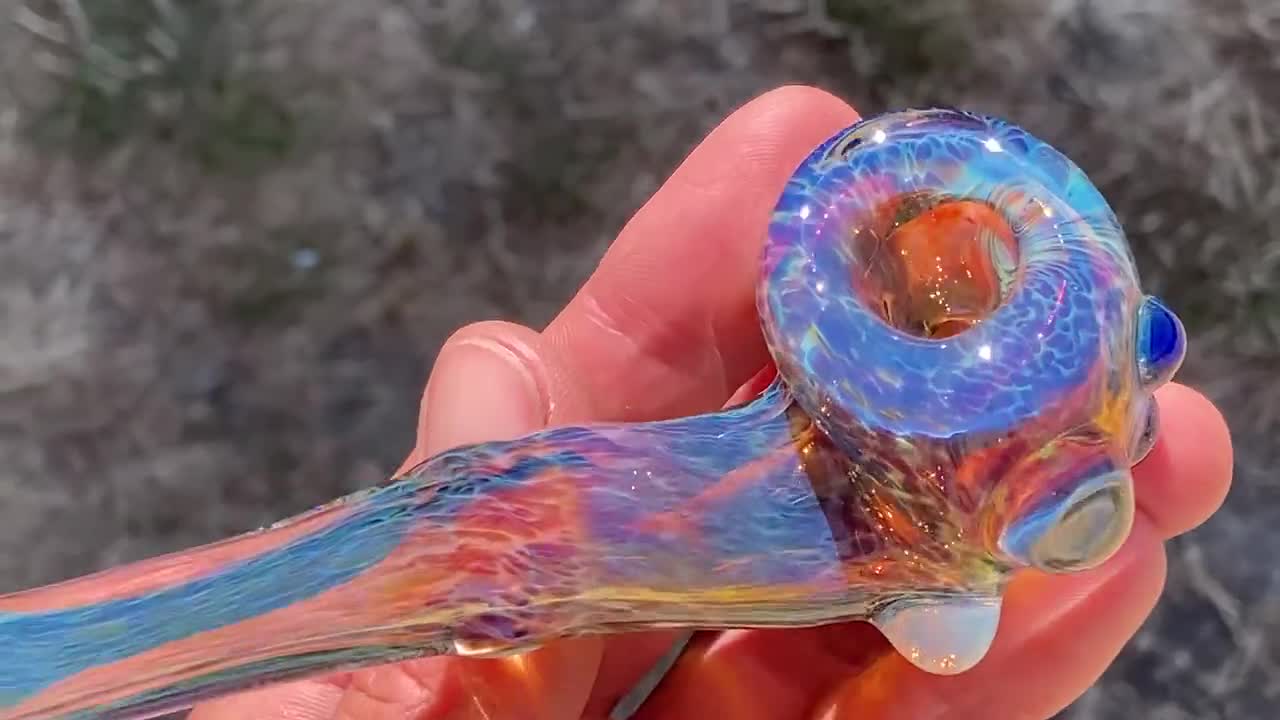 Ice Blue Iridescent Pocket Sherlock Extra Thick Glass Pipe / Color