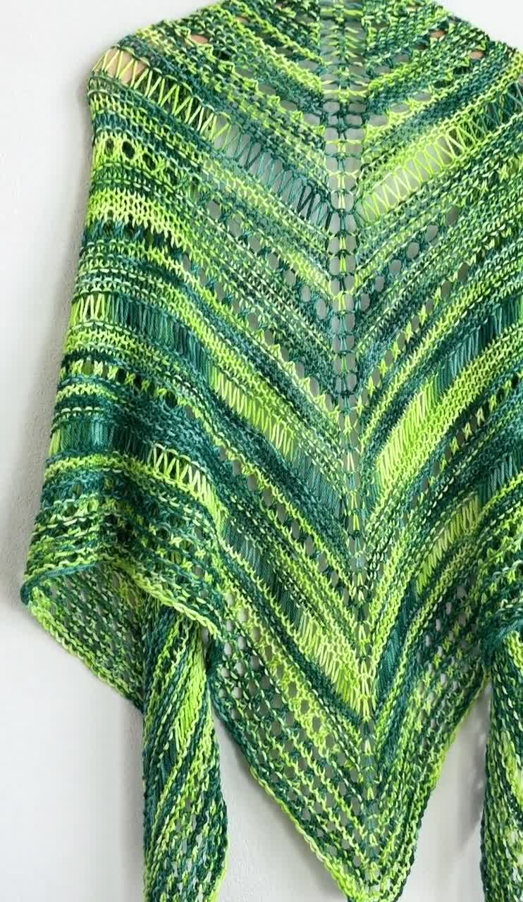 Chartreuse 2024 Green and Black Hand Dyed Merino Wool Shawl