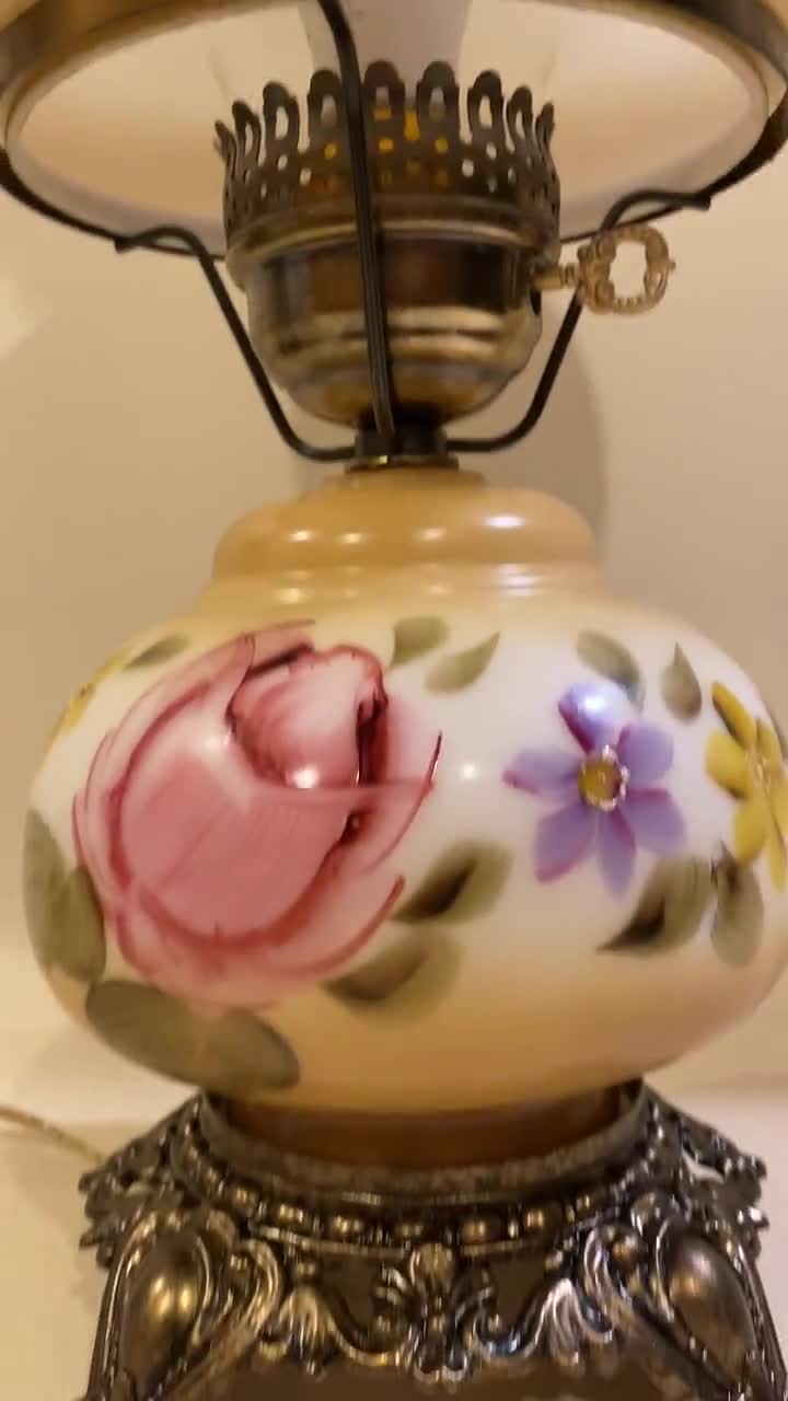 Vintage Accurate Casting GWTW 3 Way Hurricane Hand Painted Floral