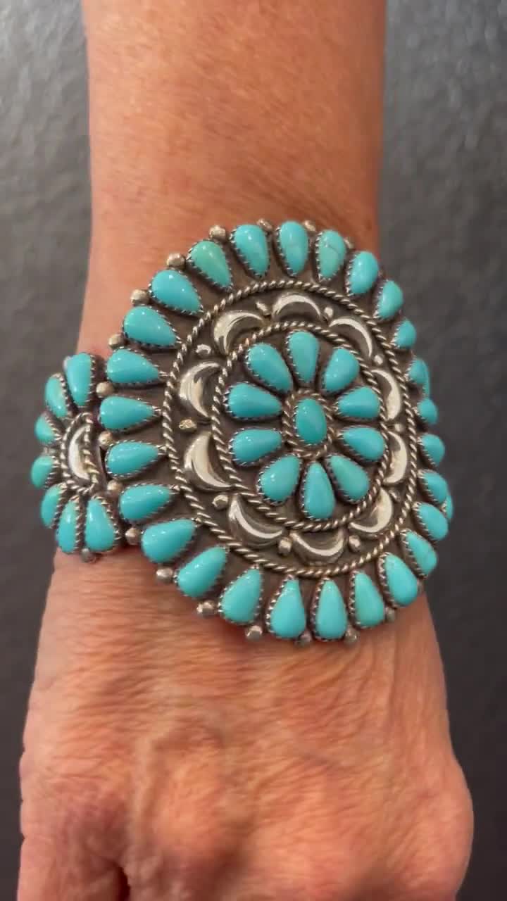 Zuni Turquoise Cuff Vintage Signed Turquoise outlet (1273)