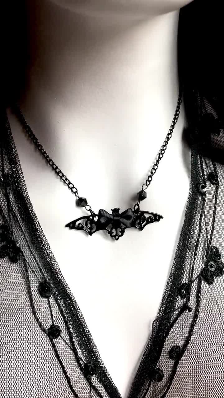 Black Pointed Cross Vampire Necklace, Gothic Jewelry, Statement Necklace,  Dagger Cross Pendant, Gothic Gift, Goth Necklace