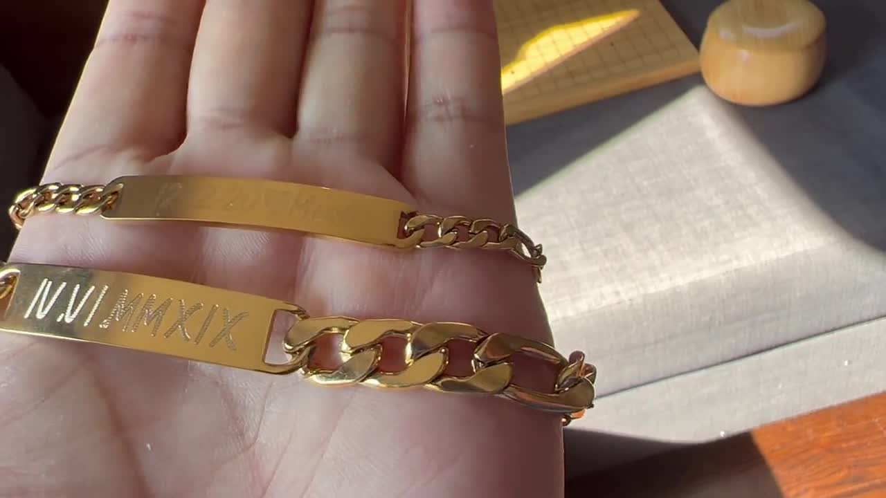 Tina&Co Personalized 14K Gold Plated Baby Name Bracelet Custom Bracelets  for Kids Id Protection Bracelet Baptism for Girls