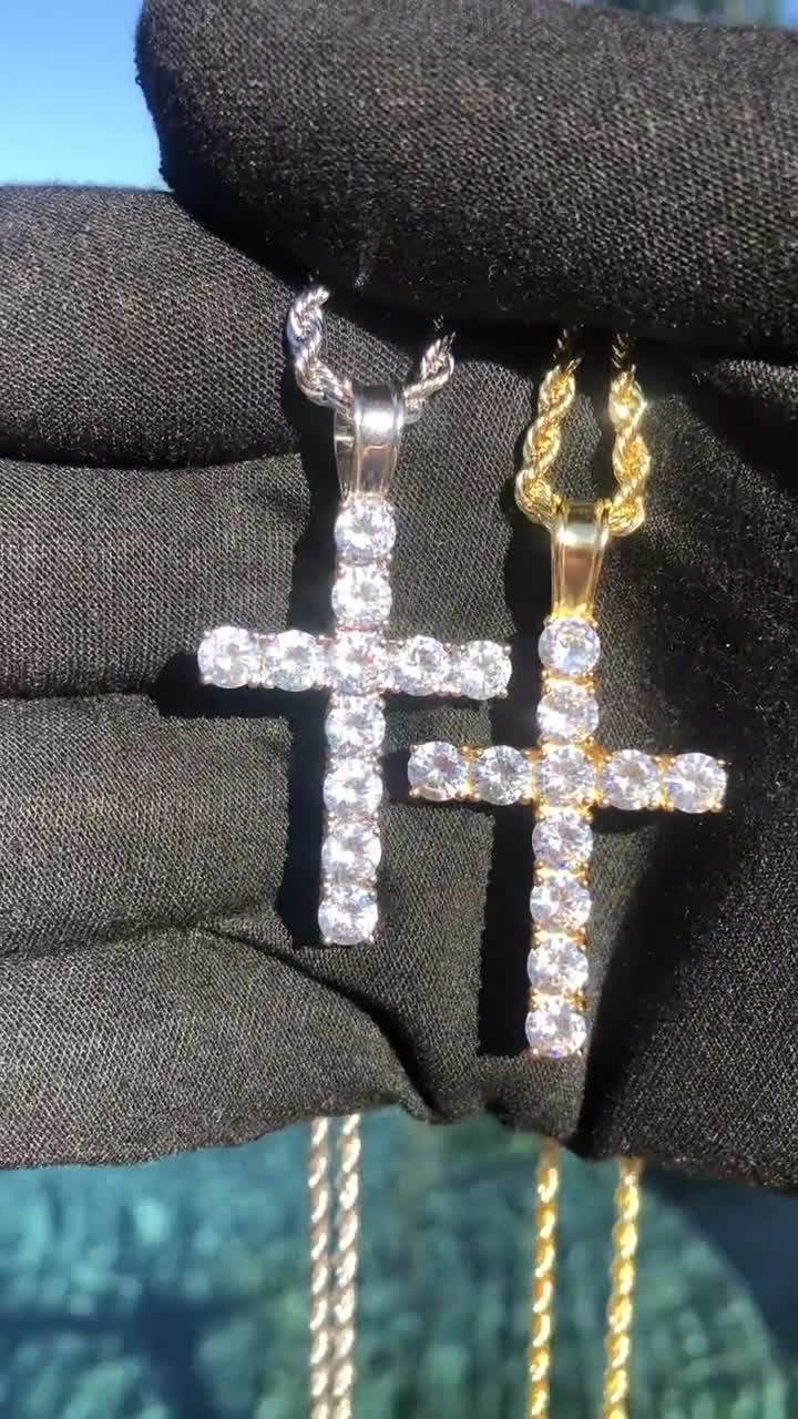 Iced Out Cross Pendant 14K Gold Plated