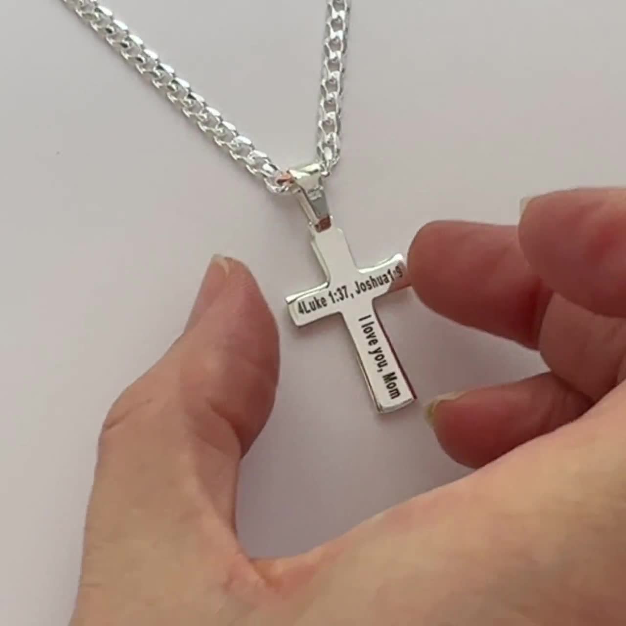 Mens Engraved Cross Necklace