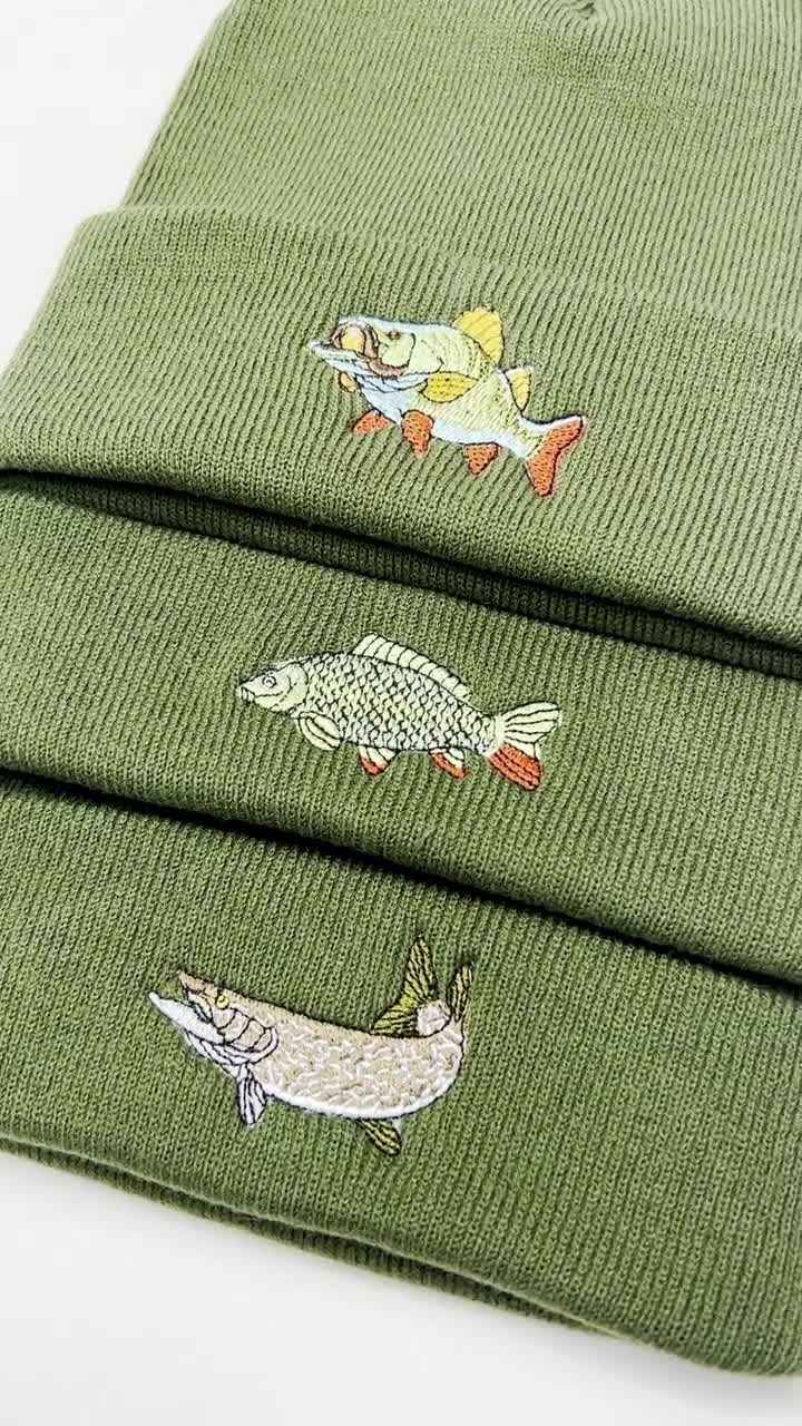 Fishing Perch Beanie Hat, Fishing Lover Gift Ideas. Perch Lover.  Embroidered Fish Hat. Hats for Fisherman Fisherwomen Fathers Day Gift -   Canada