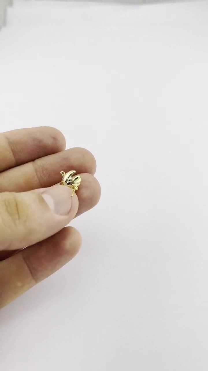 Gold Sea Shell Earring, 4 Gold Plated Brass Sea Shell Stud