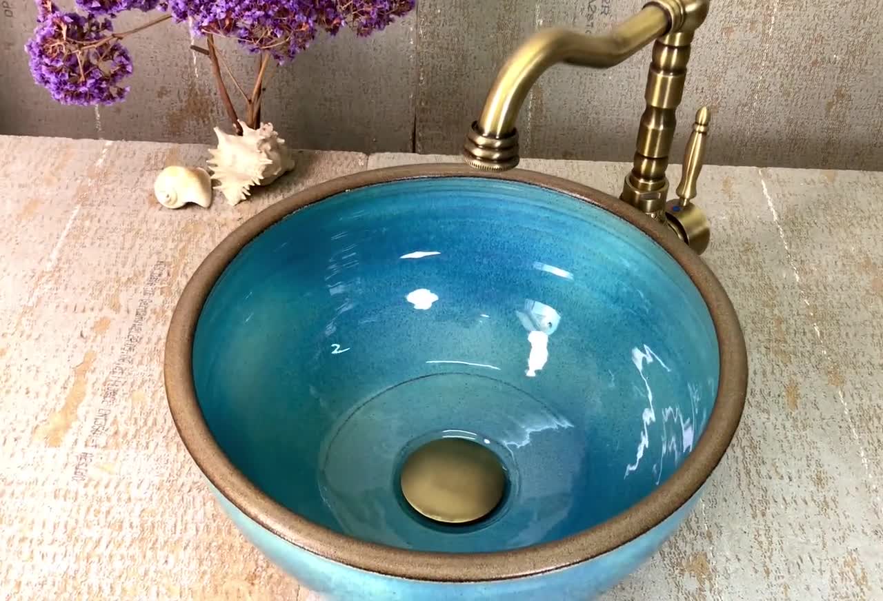 Ceramic Unique W&B Wash Basin, Bathroom Vessel Sink Above