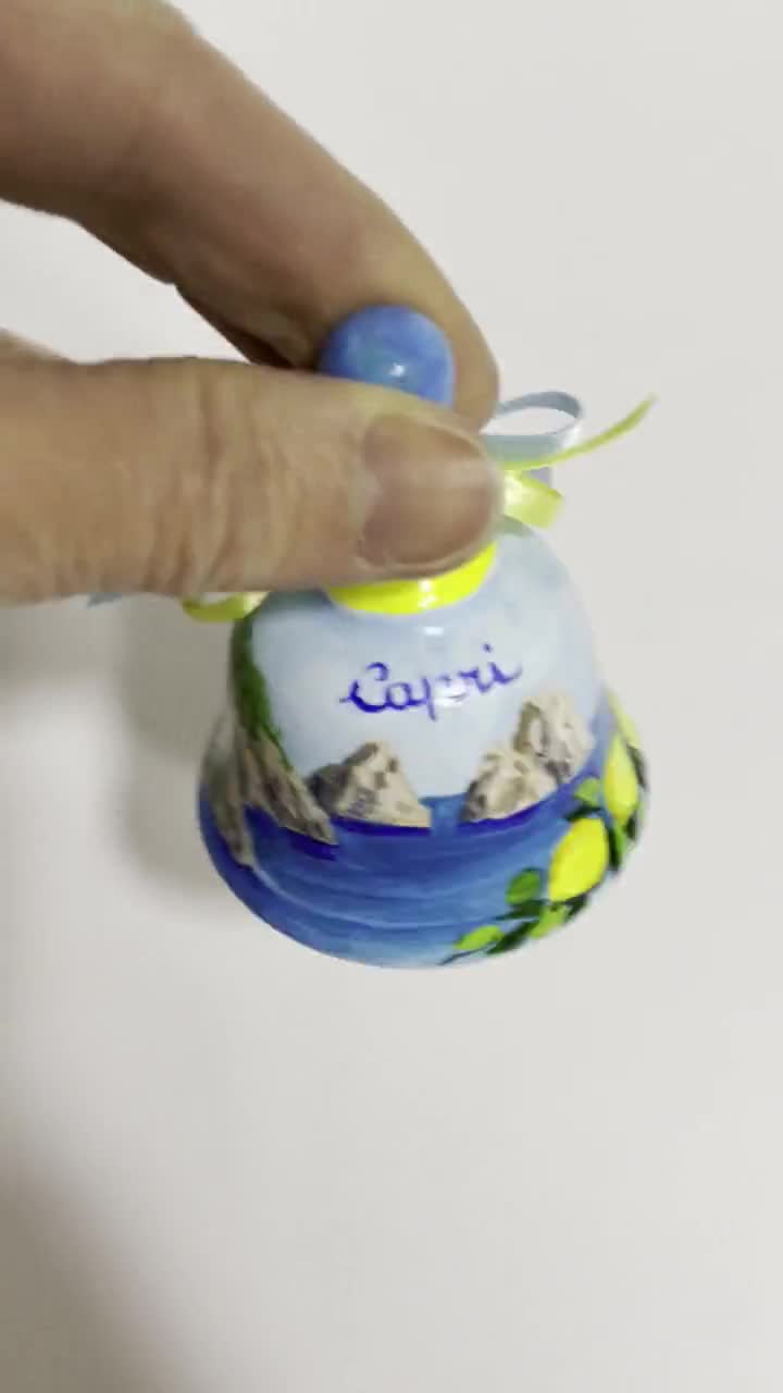 Ceramic Bell With Capri, Italy. Italian Souvenir With Capri Stacks