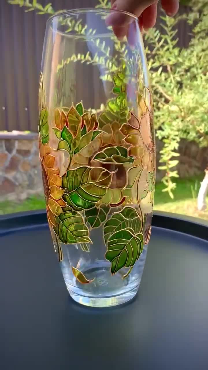 Gilde Glas Art Vaso Decorativo in Vetro su Base in Metallo