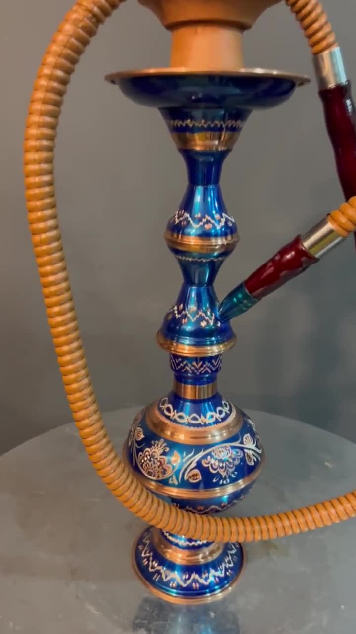 Blue Premium Hookah Set, Carved Copper Hookah,hand Engraved Shisha