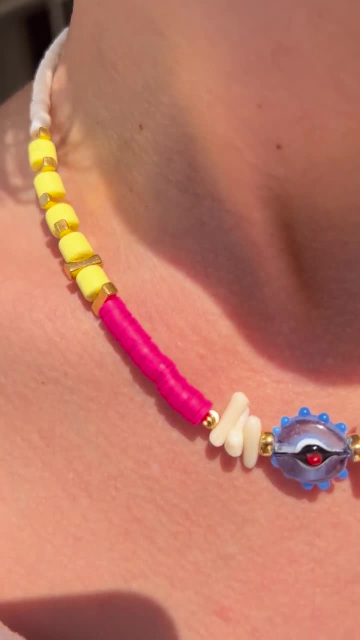Colorful Evil Eye Beaded Necklace For Women - Handmade Boho Jewelry Gift, Summer & Daily Wear - View #10