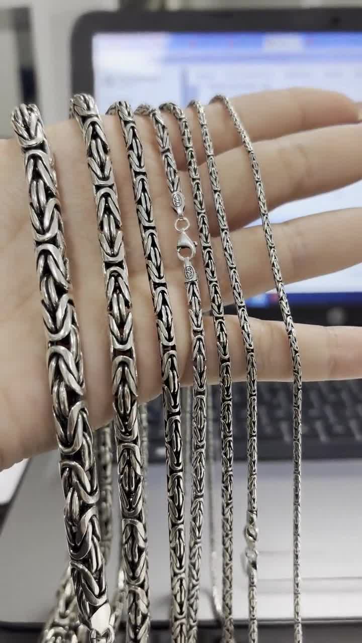 Solido Argento Sterling 925 Catena Bizantina Quadrata Da 5 - Foto 7