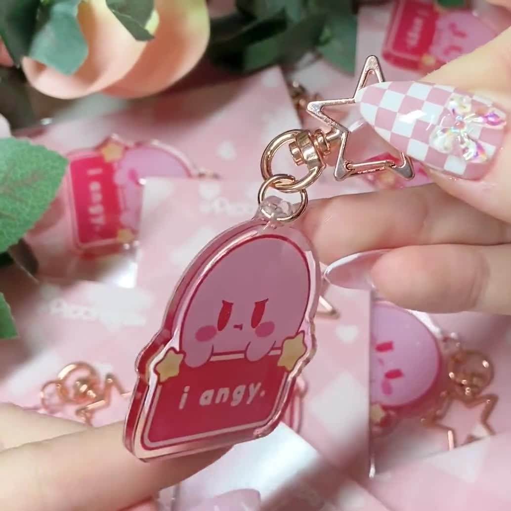 i angy. Kirbo Glitter Acrylic Charms | Double-sided Keychain | Anime Charm