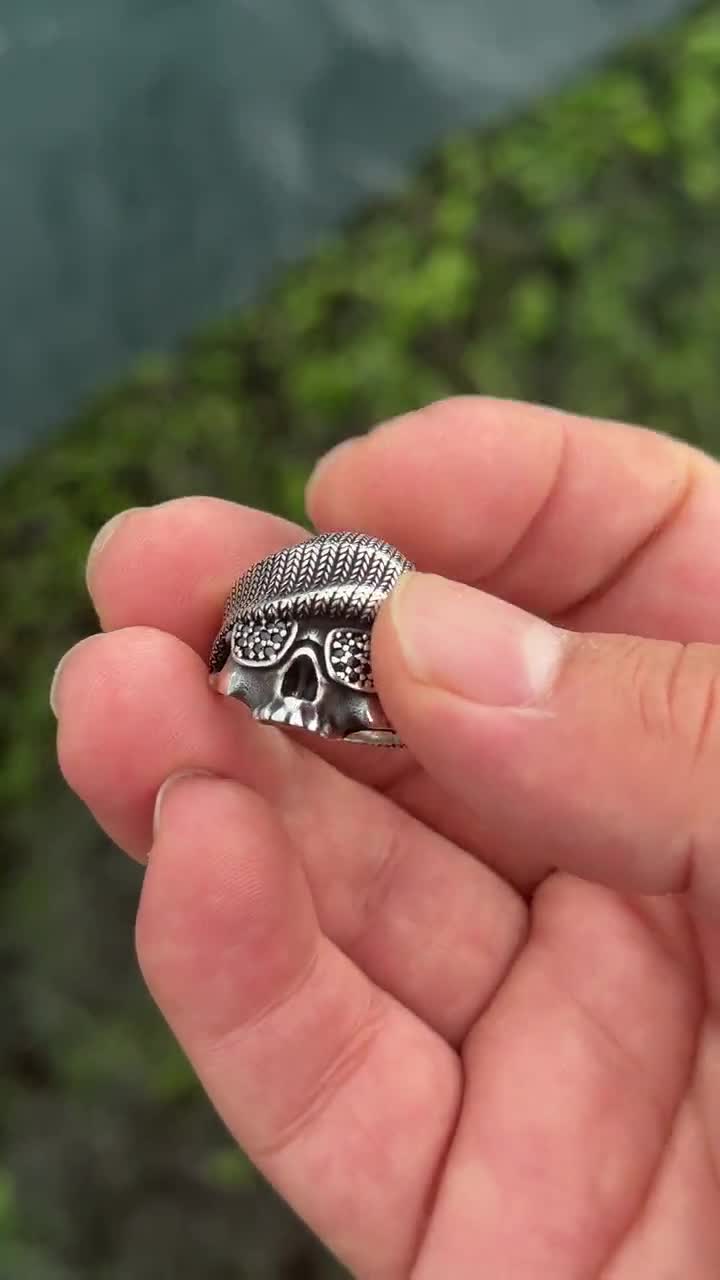 925 Sterling Silver Skull Ring, Gothic Skull Vintage Ring