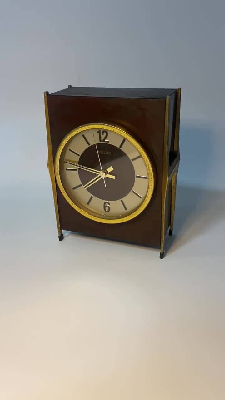 Seiko Retro Mantel Clock: 1970s Brass Table Timepiece, 5 Jewel