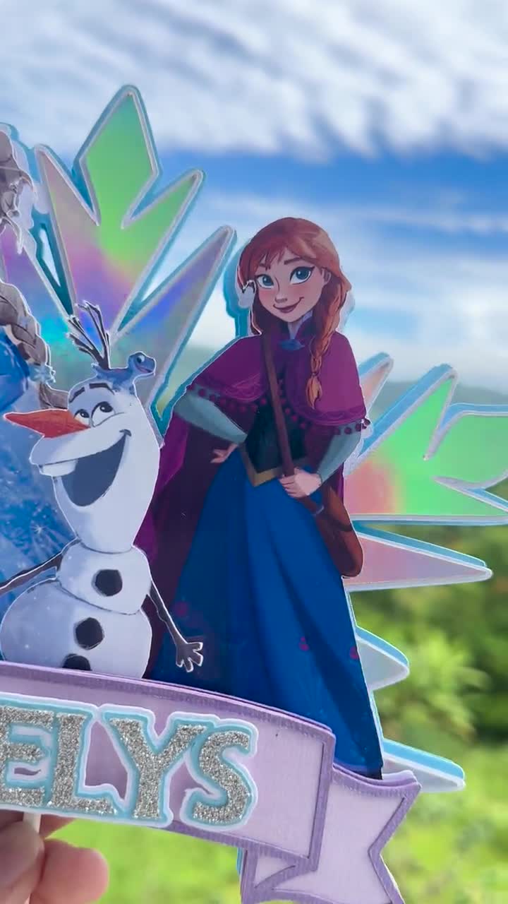 Frozen Cake Topper/ Princess Elsa and Anna Cake Topper/ Frozen 2 Party Decorations/ Frozen Birthday Party/ video poster
