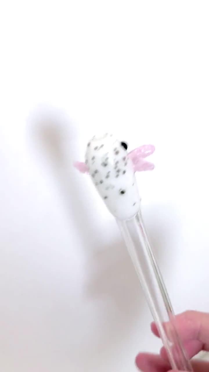 Opal OTTER on Pink GLASS STRAW Reusable Straws Glass Straws Eco Friendly  Straws Otter Straws Opal Straws Pink Straw Otter Gift 