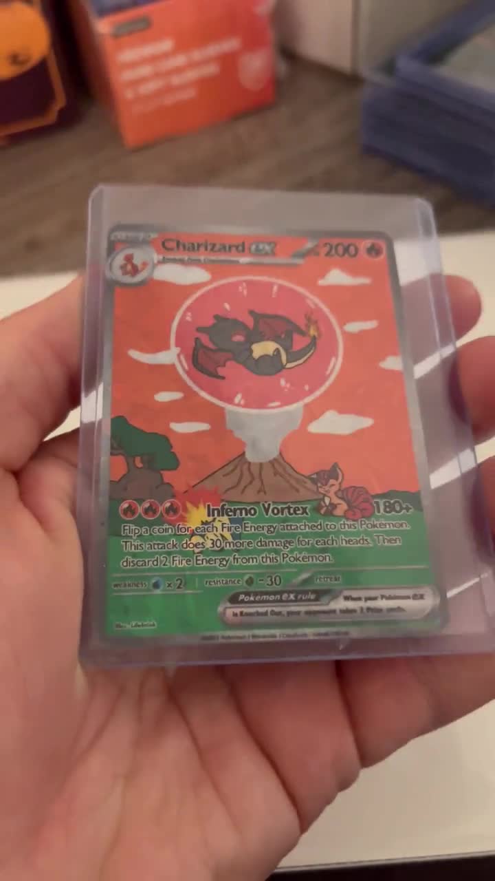 Shiny Charizard Bubble Card | Custom Fan Made Pokemon Trading Card | Unique Poke Style Collectible Shiny Charizard Bubble Card | Custom Fan Made Pokemon Trading Card | Unique Poke Style Collectible