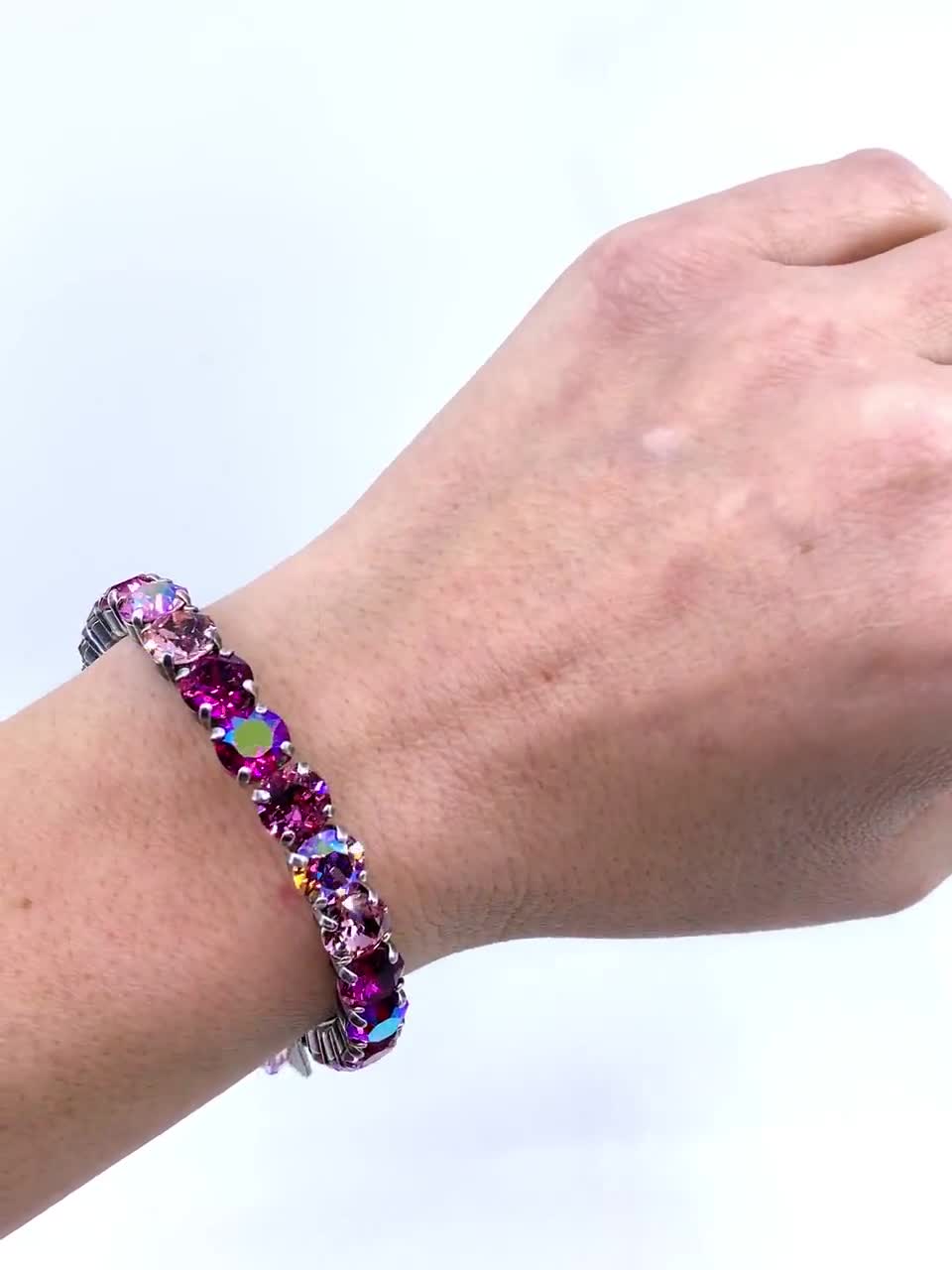 Hot PASSIONS AND PURPLE 8mm Stretch Bracelet Made With Crystal *Pick Your Finish & Size *Karnas Design Studio™ *Free Shipping