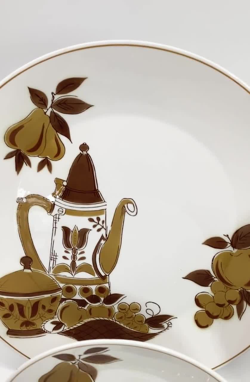 Mikasa Focus-shape Mocha; Mikasa Dinnerware White & Brown Fruit