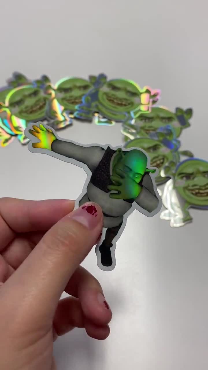Shrek Wazowski & Dabbing Shrek Holographic Meme Stickers 