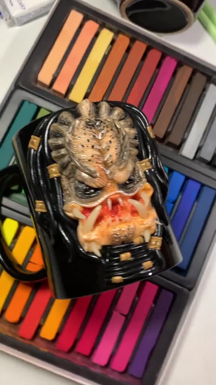 Predator Mug, Cup With Predator, Realistic Predator, Polymer Clay