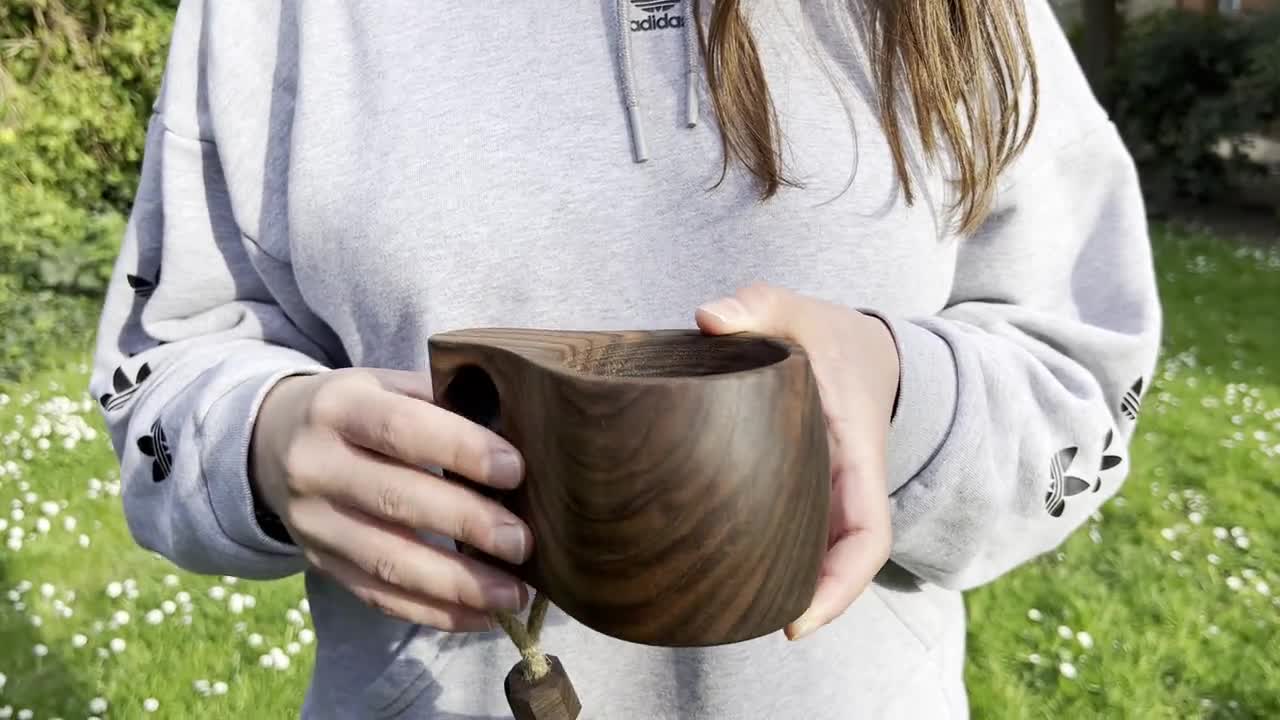 Double-hole Handle Hand-carved Traditional Scandinavian Kuksa Cup