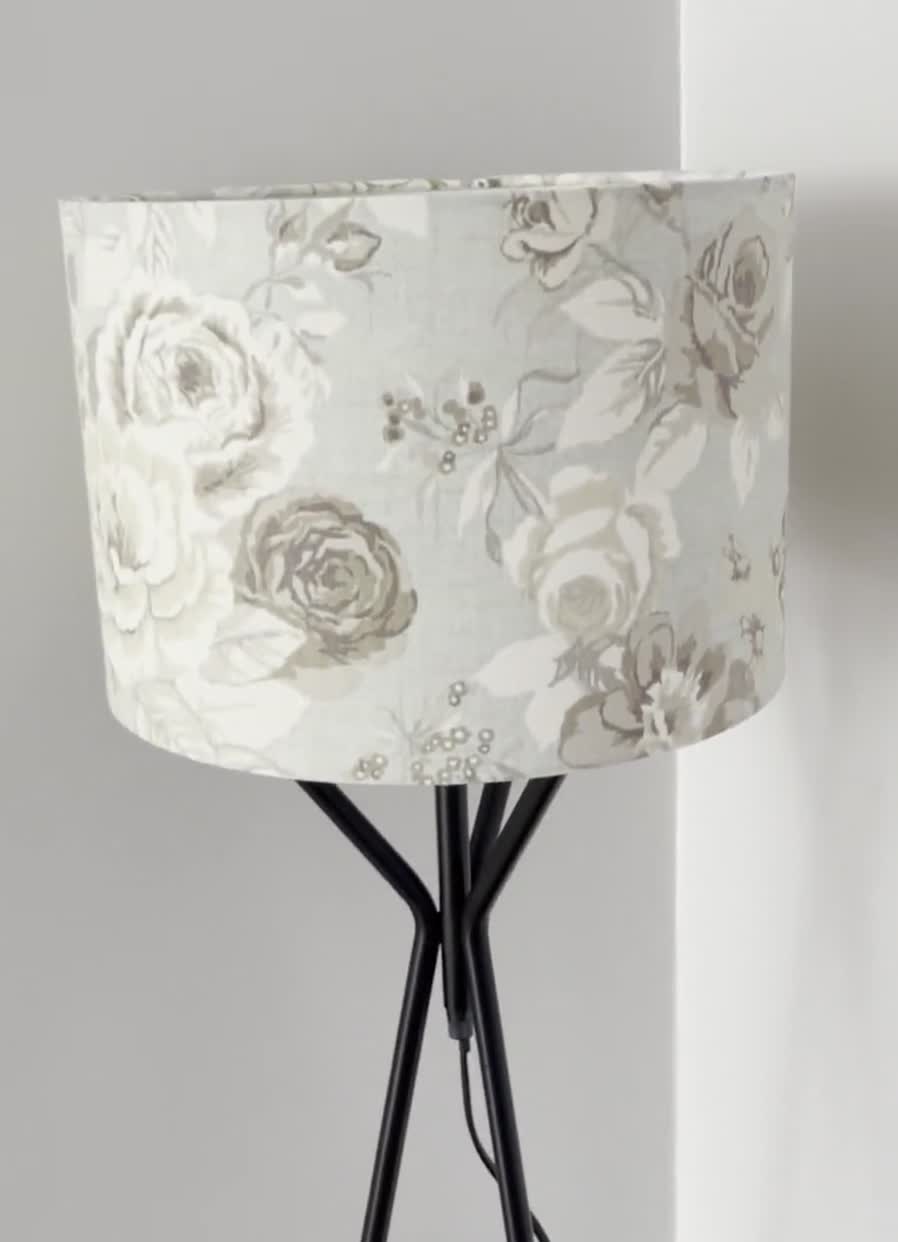 Drum Lampshade, Shabby Chic Vintage Style Roses, Beige and Duck