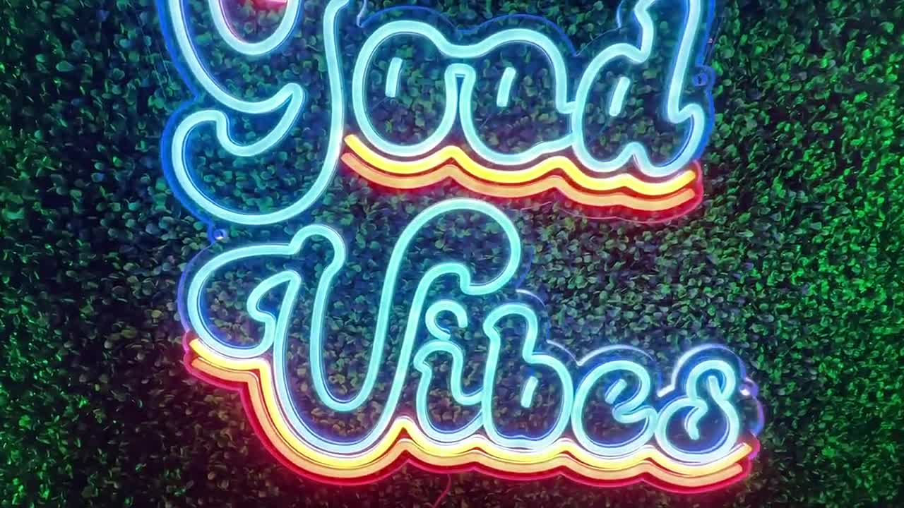 Blue Good Vibes Neon Sign LED Neon Signs for Wall Decor Neon