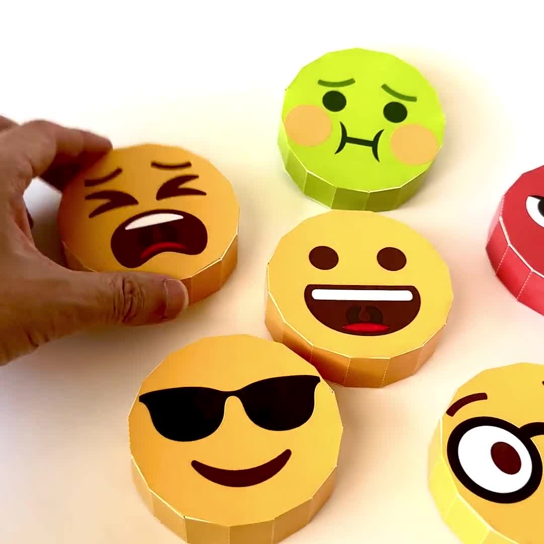 Emoji Papercraft Models, DIY Polygon Desk Decoration, Printable Emoticon Models, Digital Download video poster