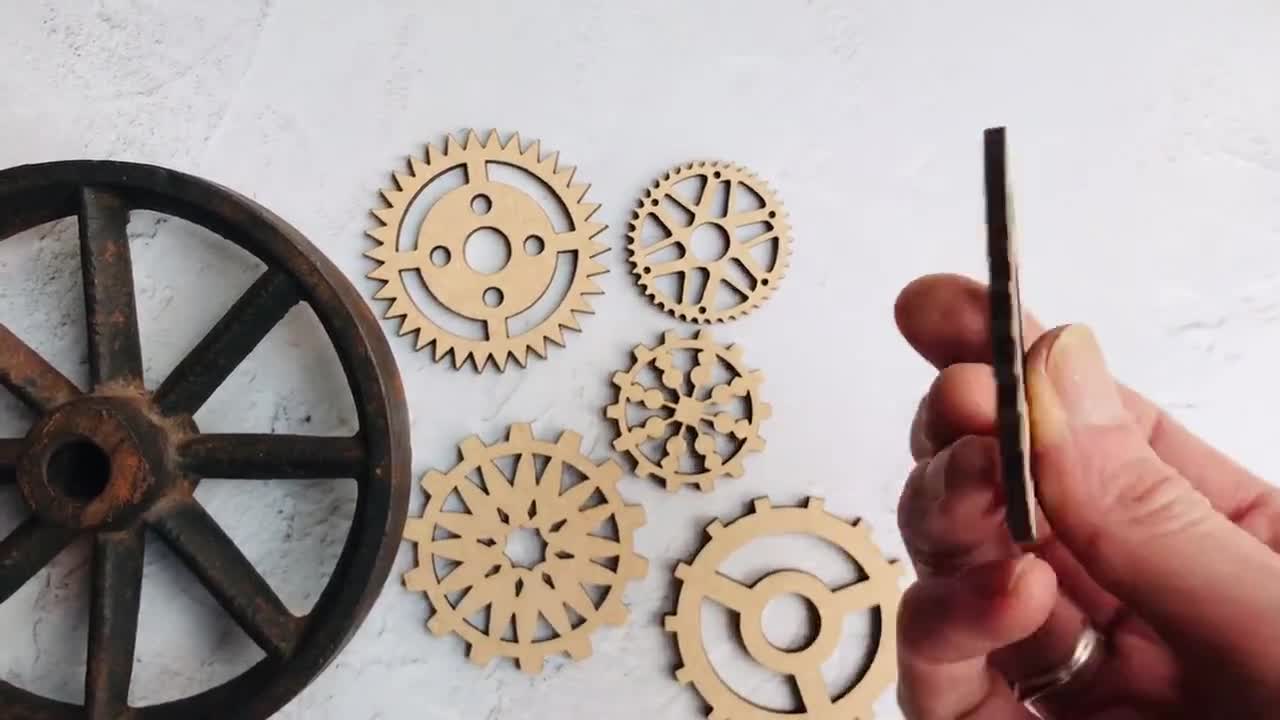  12pc. Set of Wooden Gears - Cool Industrial