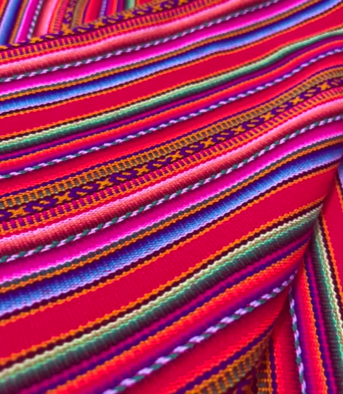 Red Striped Peruvian Textile - Stripe Home Decor Fabric