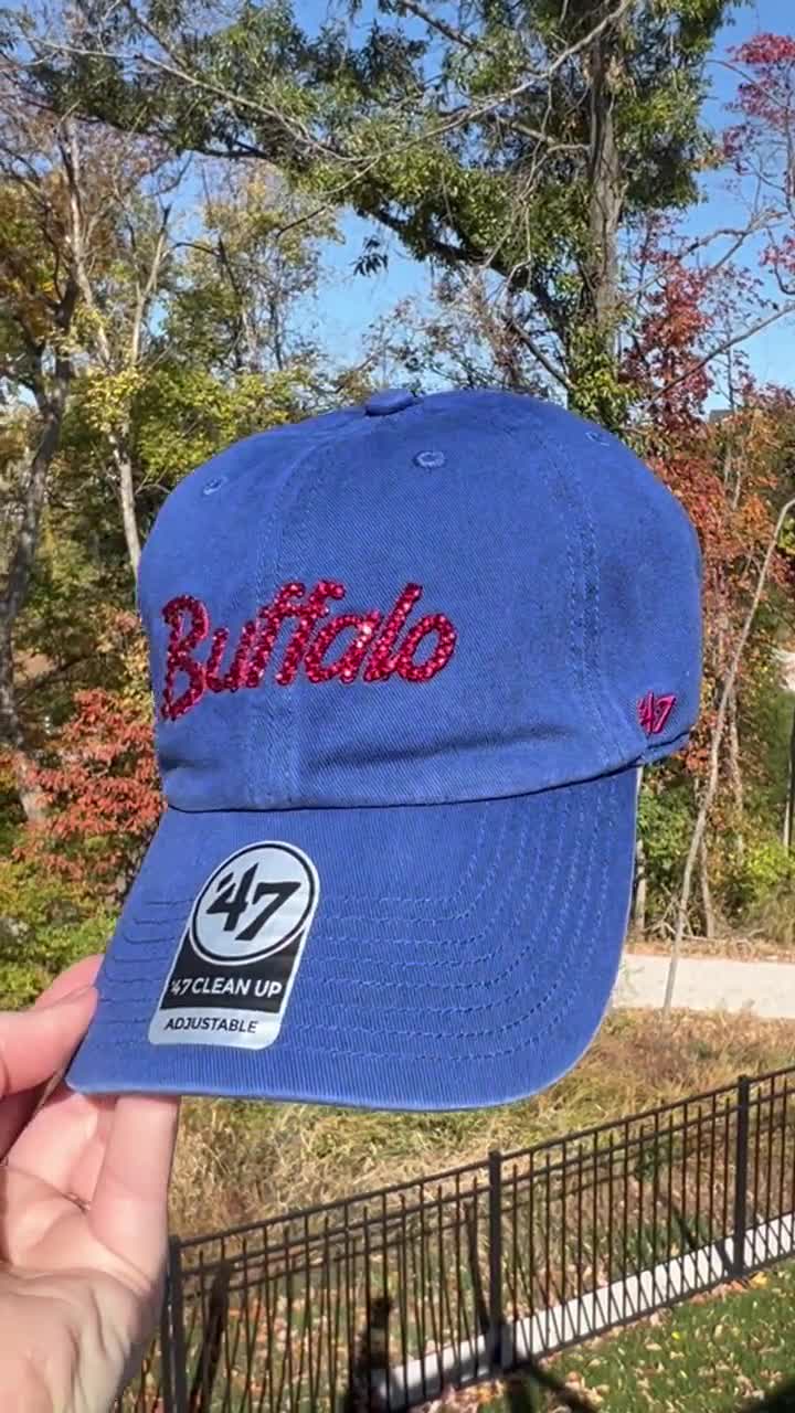 Royal Blue BUF Bills Throwback Bling Hat Swarovski Crystals 