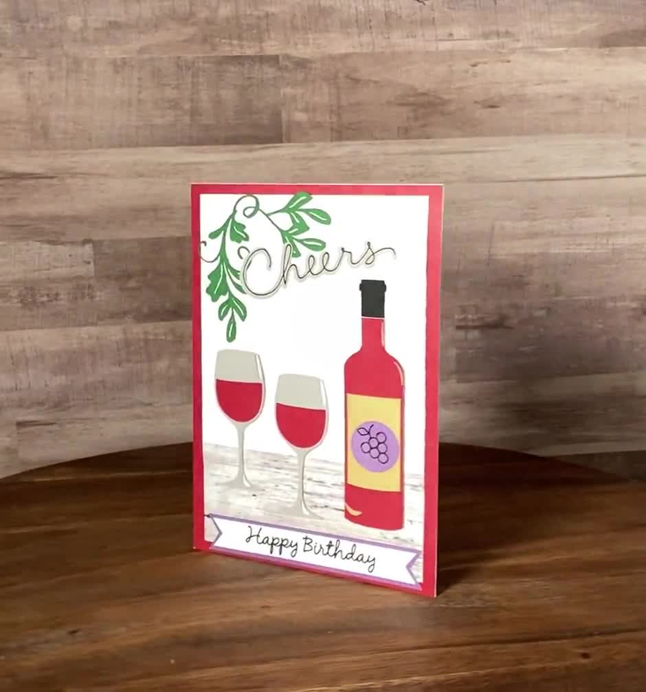 Wine Birthday Card Cheers Birthday Card Birthday Card picture