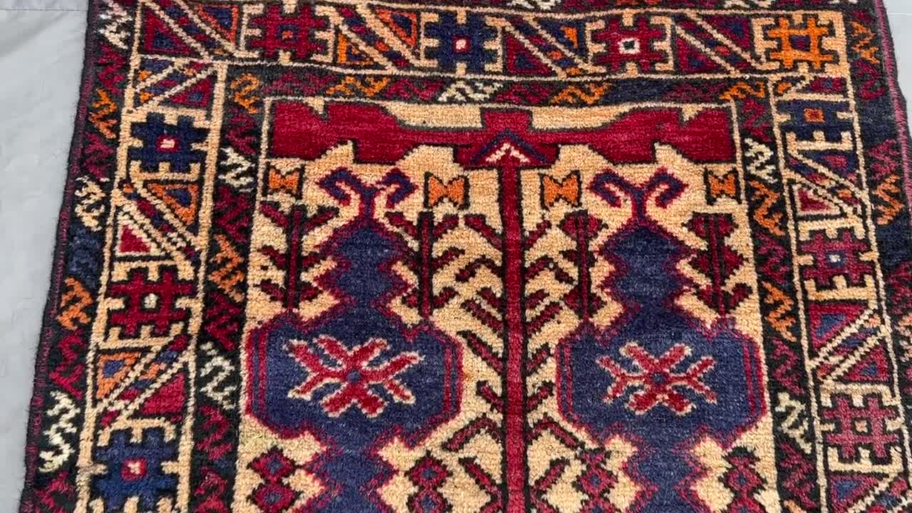 2'5x4'5フィートのアンティークアフガンバルーチラグ | 手織り