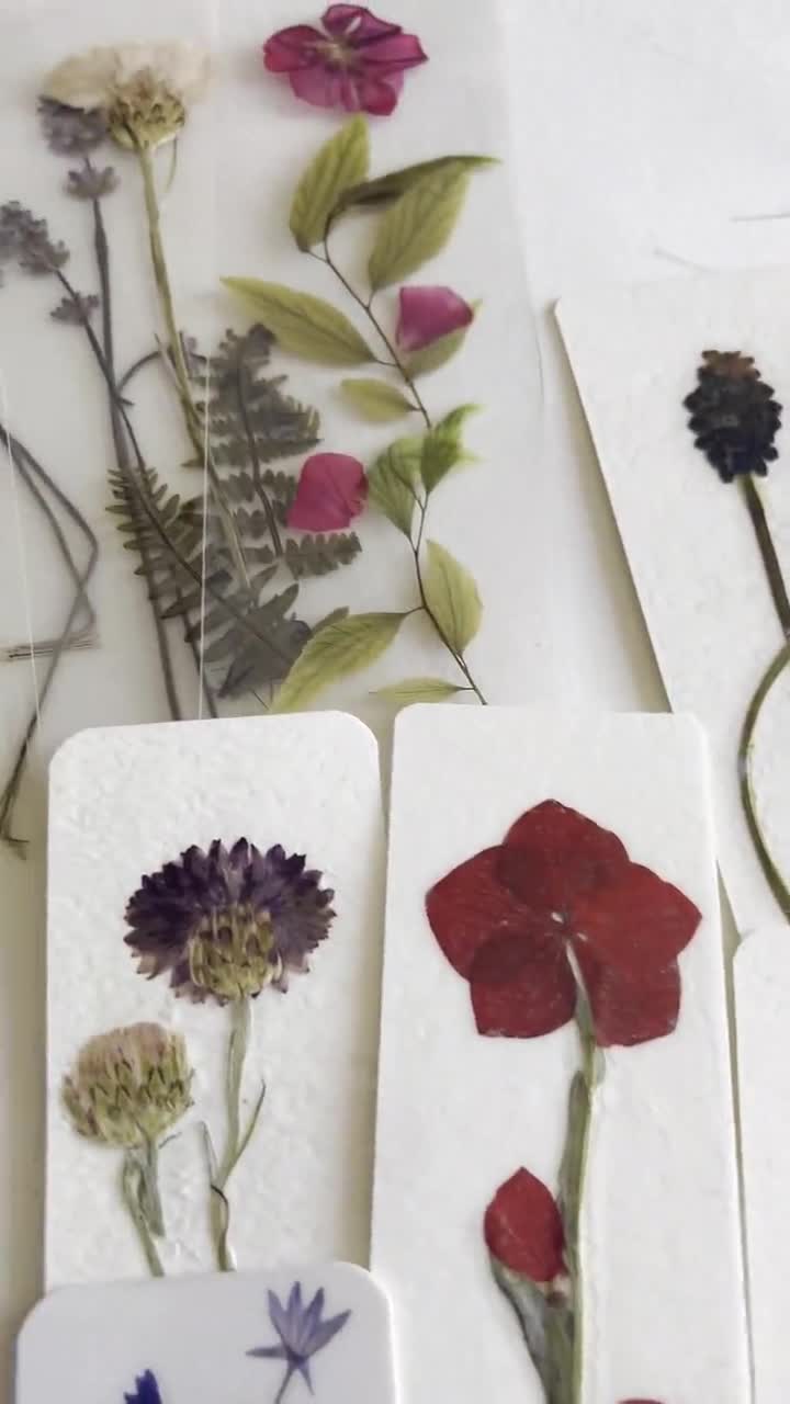 Transparent Pressed Flower Bookmark, Mixed Flowers, Handmade