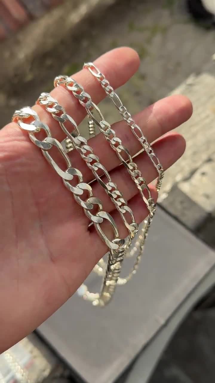 Cadena Cubana De Plata Esterlina De 6 Mm Para Hombres