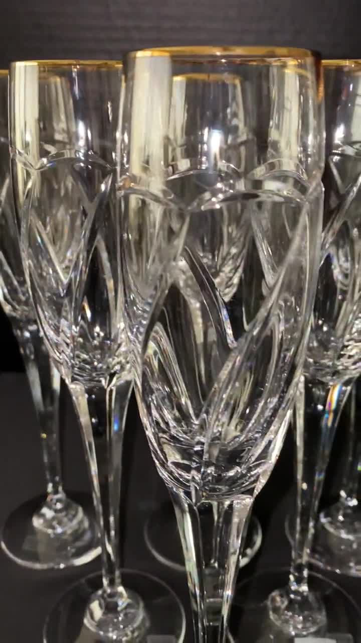 Set of 6 Mikasa Crystal Champagne Flutes Cachet Gold Swirl Cut 6 Panel Stem  Fine German Crystal Stemware Celebrations Toasting Set -  Denmark